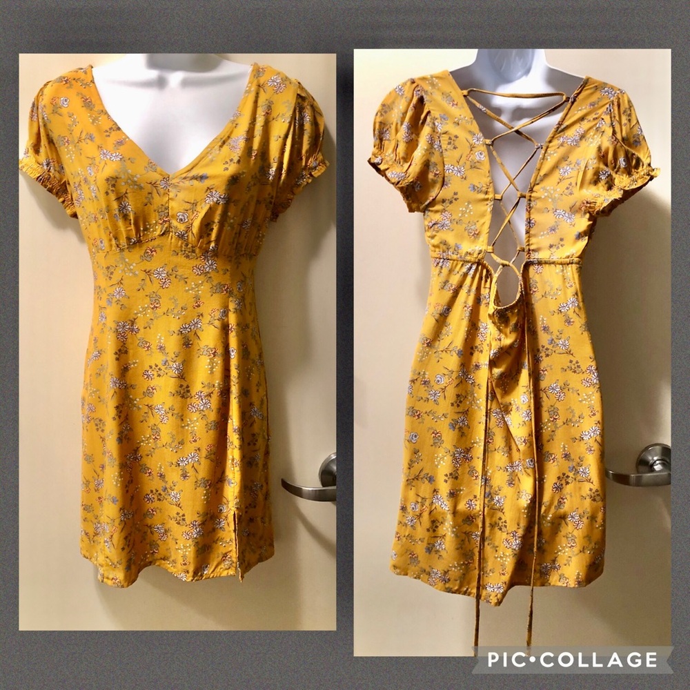 DEREK HEART - Golden Yellow Floral Dress NWOT